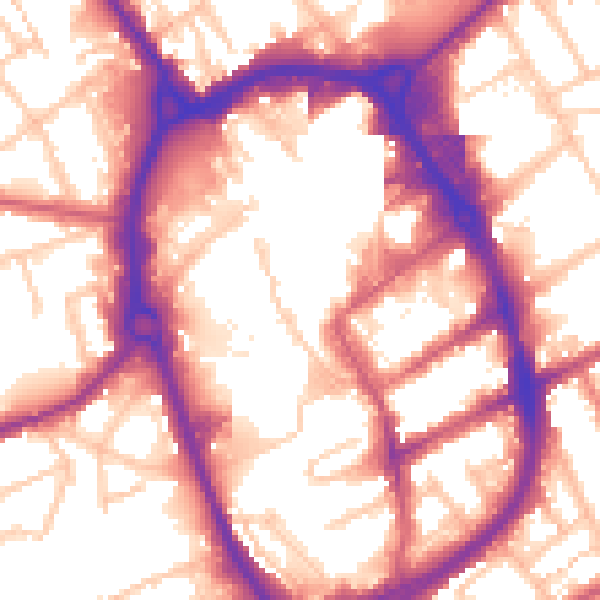Daytime road noise heatmap for RM1 1RB