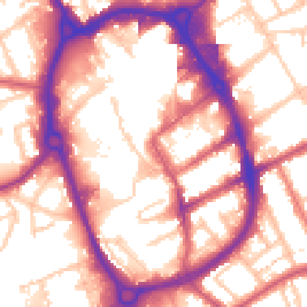 Daytime road noise heatmap for RM1 1RX