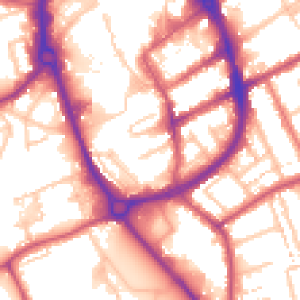 Daytime road noise heatmap for RM1 1TH