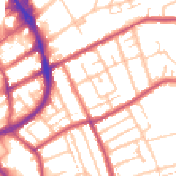 Daytime road noise heatmap for RM1 2AF