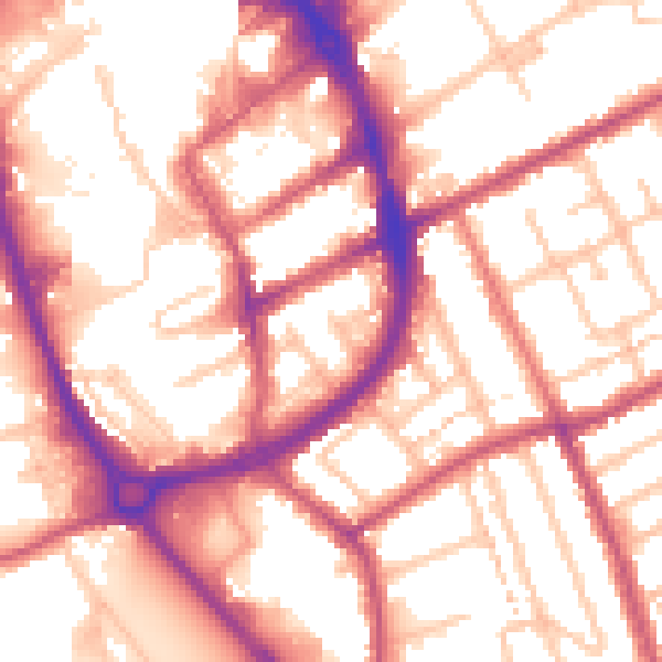 Daytime road noise heatmap for RM1 2AH