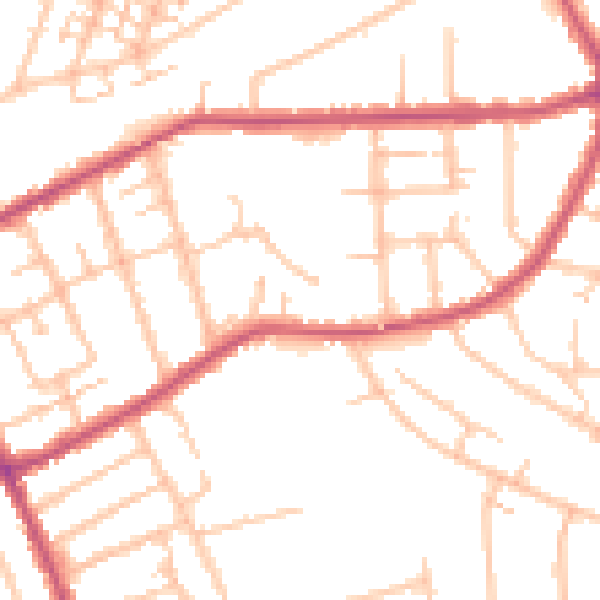 Daytime road noise heatmap for RM1 2BW