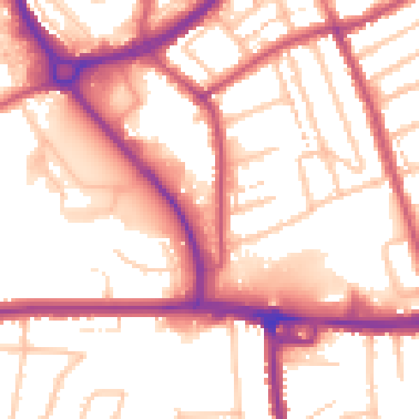 Daytime road noise heatmap for RM1 2DF