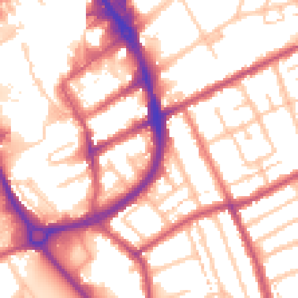 Daytime road noise heatmap for RM1 2DH