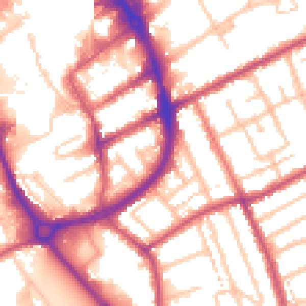 Daytime road noise heatmap for RM1 2DP