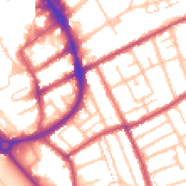 Daytime road noise heatmap for RM1 2DT