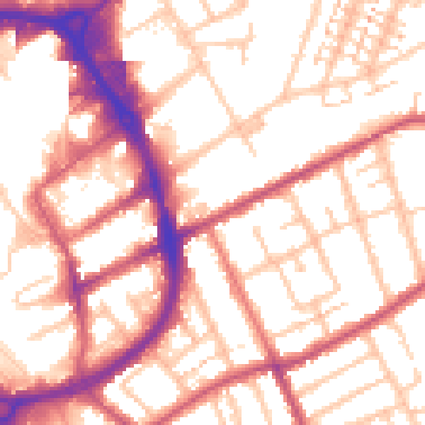 Daytime road noise heatmap for RM1 2EA