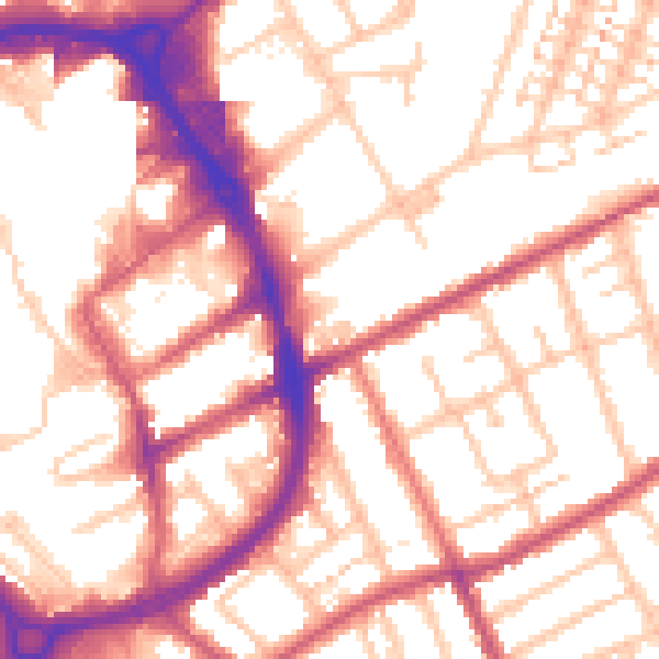 Daytime road noise heatmap for RM1 2EG