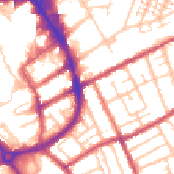 Daytime road noise heatmap for RM1 2EN