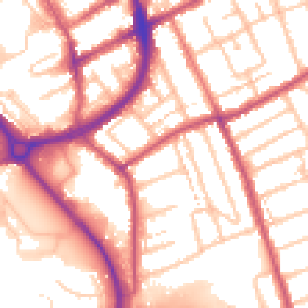 Daytime road noise heatmap for RM1 2EX