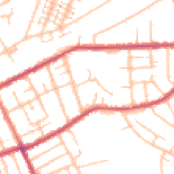 Daytime road noise heatmap for RM1 2EY