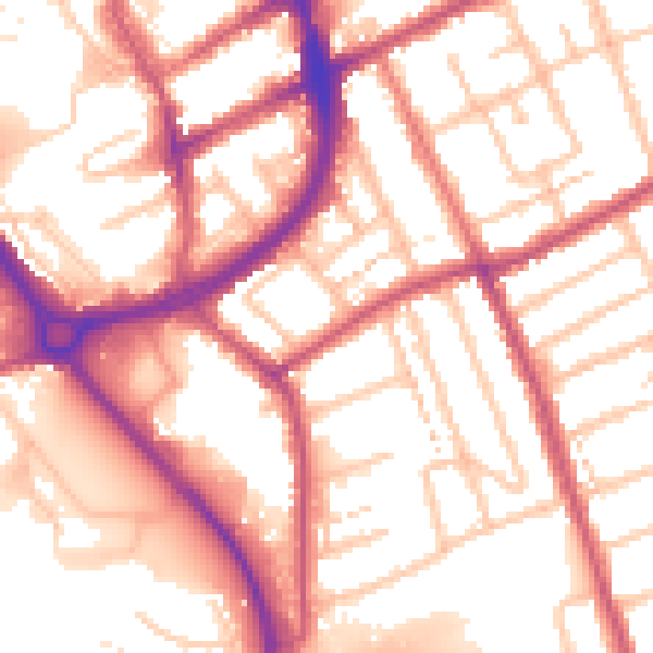 Daytime road noise heatmap for RM1 2HA