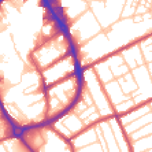 Daytime road noise heatmap for RM1 2LA