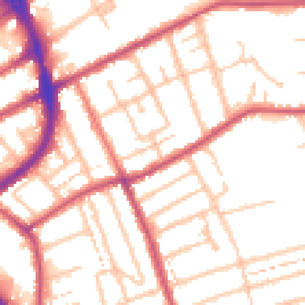 Daytime road noise heatmap for RM1 2PX