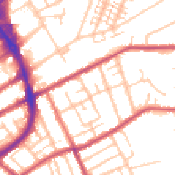 Daytime road noise heatmap for RM1 2QP