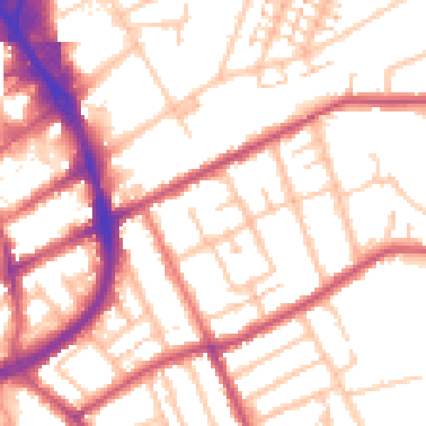 Daytime road noise heatmap for RM1 2QR