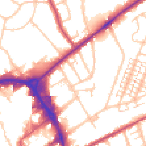 Daytime road noise heatmap for RM1 3BX