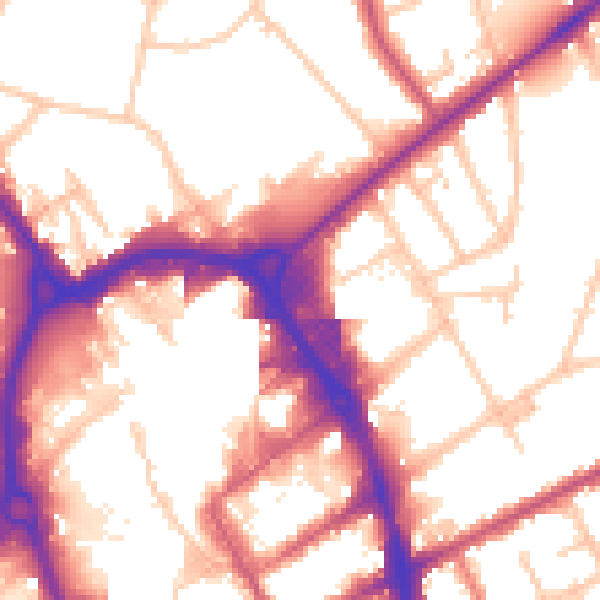 Daytime road noise heatmap for RM1 3HE