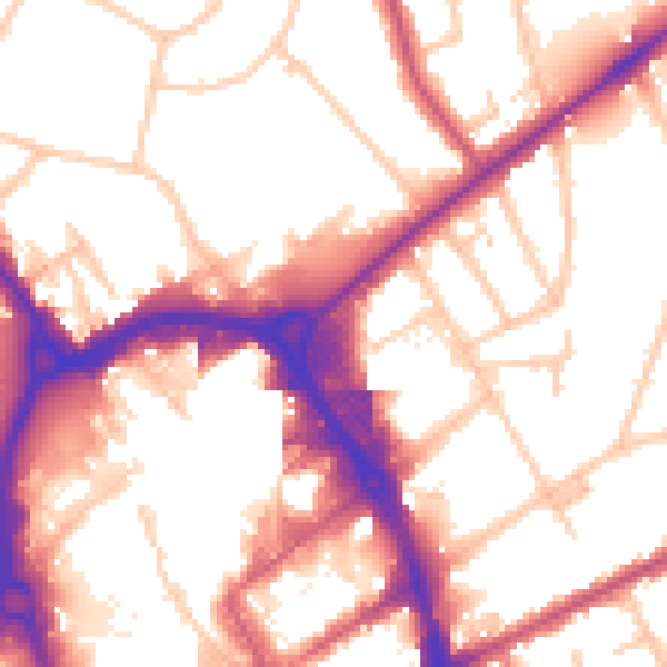 Daytime road noise heatmap for RM1 3HG