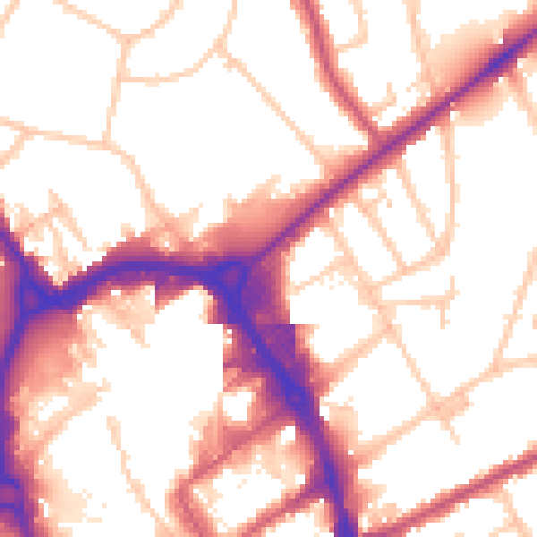 Daytime road noise heatmap for RM1 3HJ