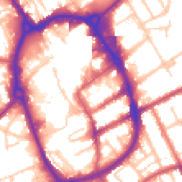 Daytime road noise heatmap for RM1 3JS
