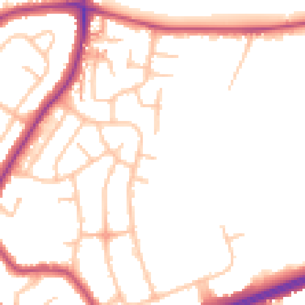 Daytime road noise heatmap for RM1 4AE