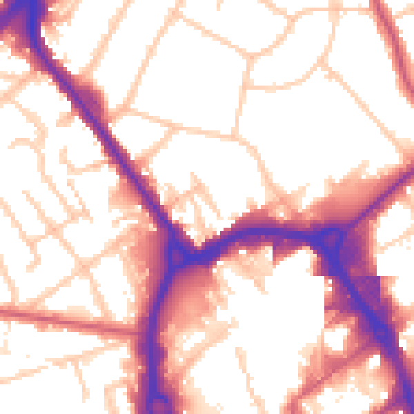 Daytime road noise heatmap for RM1 4AH