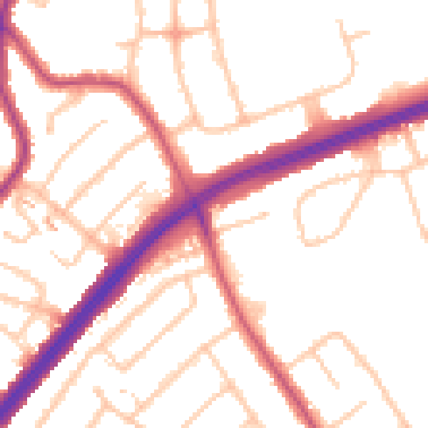 Daytime road noise heatmap for RM1 4GJ