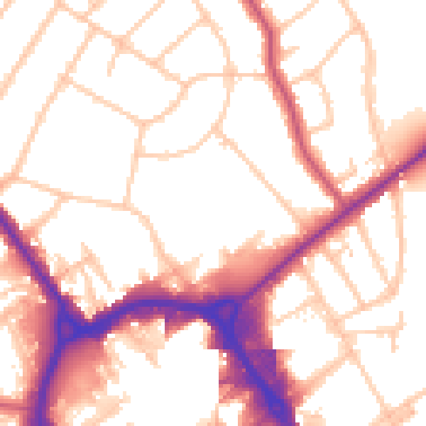 Daytime road noise heatmap for RM1 4GQ