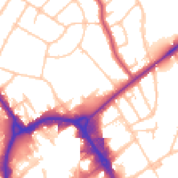Daytime road noise heatmap for RM1 4GR