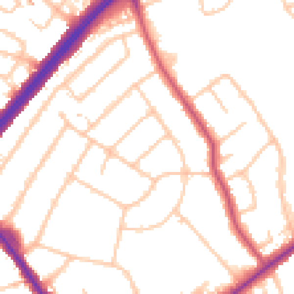 Daytime road noise heatmap for RM1 4JL