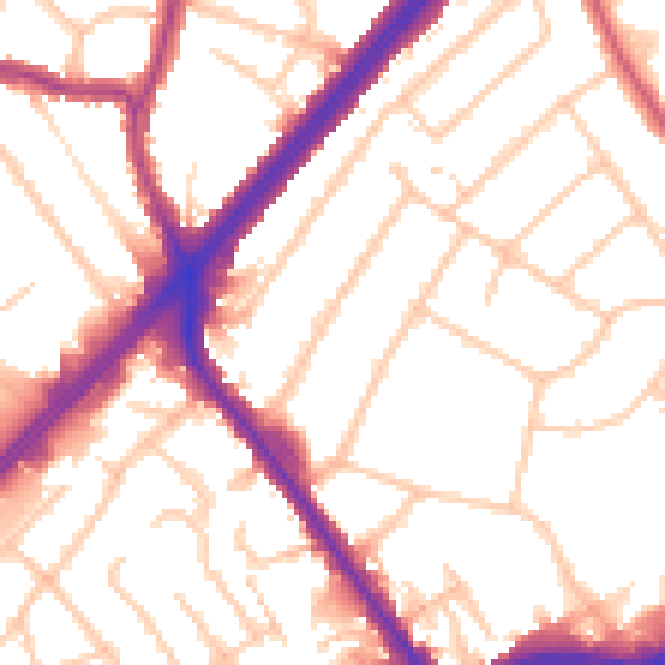 Daytime road noise heatmap for RM1 4LB