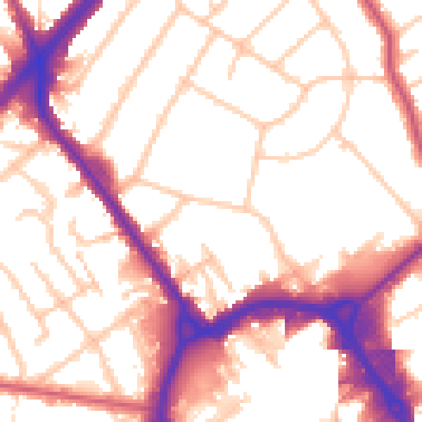 Daytime road noise heatmap for RM1 4LH