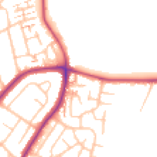 Daytime road noise heatmap for RM1 4LZ