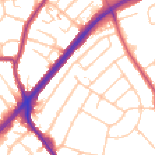 Daytime road noise heatmap for RM1 4RU