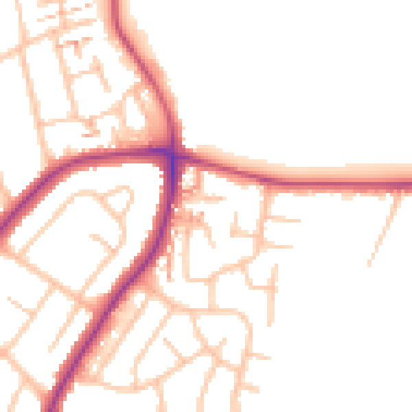 Daytime road noise heatmap for RM1 4SA