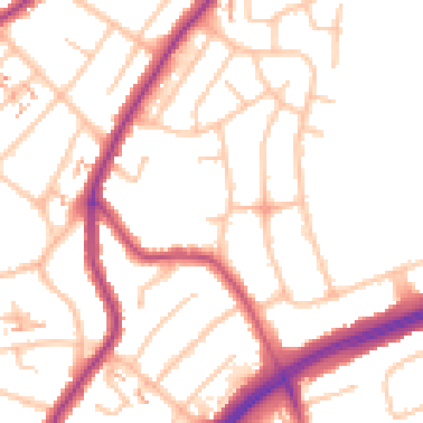 Daytime road noise heatmap for RM1 4UD