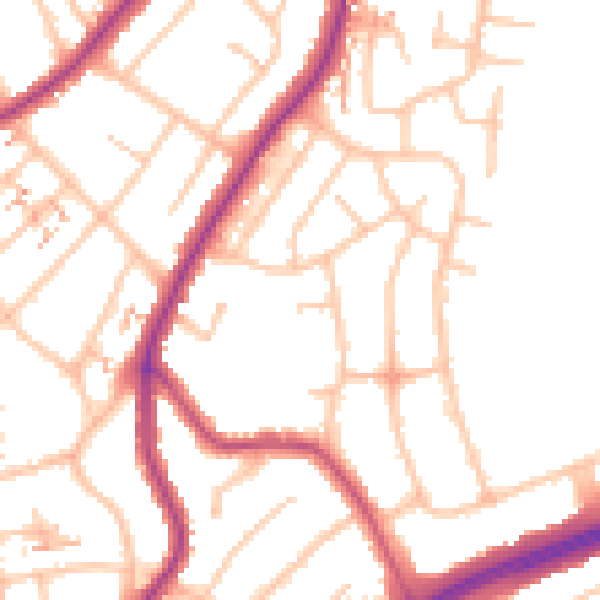 Daytime road noise heatmap for RM1 4UJ