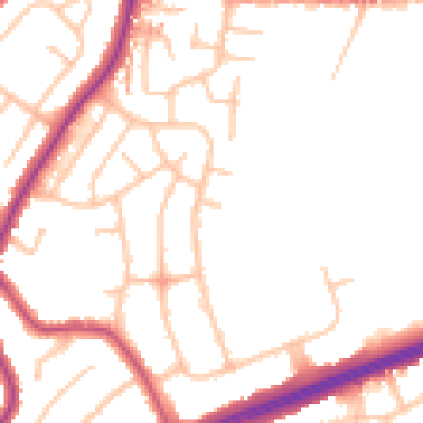 Daytime road noise heatmap for RM1 4UX