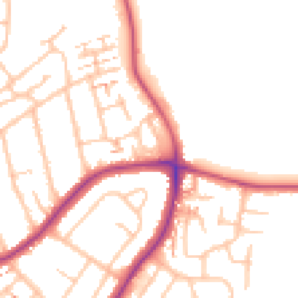 Daytime road noise heatmap for RM1 4WL