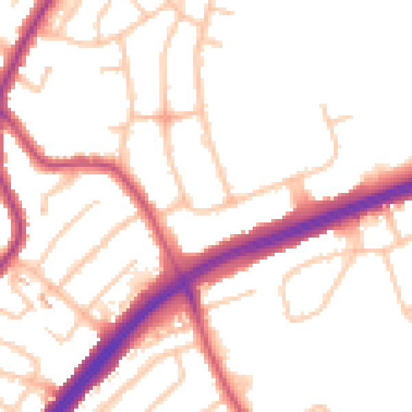Daytime road noise heatmap for RM1 4XD