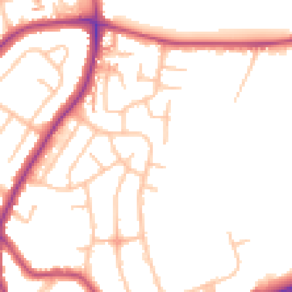 Daytime road noise heatmap for RM1 4YU