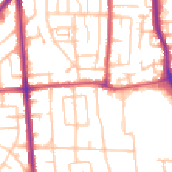 Daytime road noise heatmap for RM10 7AN
