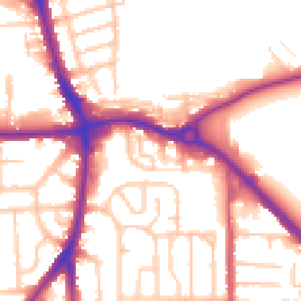 Daytime road noise heatmap for RM10 7DG