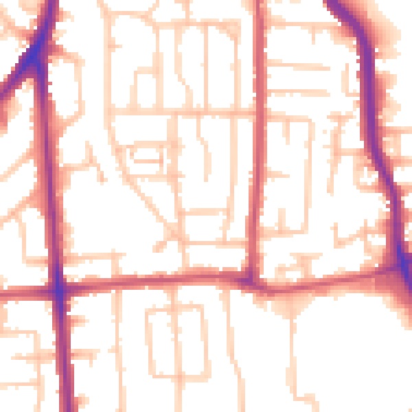 Daytime road noise heatmap for RM10 7NS