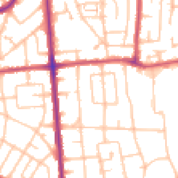 Daytime road noise heatmap for RM10 8AY