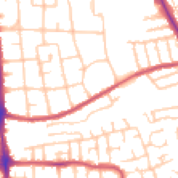 Daytime road noise heatmap for RM10 8JH