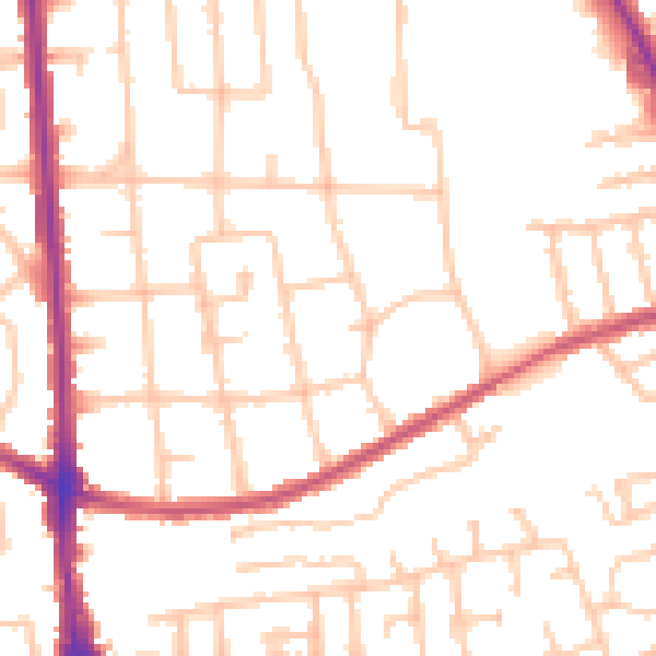 Daytime road noise heatmap for RM10 8JJ