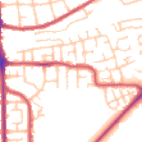 Daytime road noise heatmap for RM10 9SX