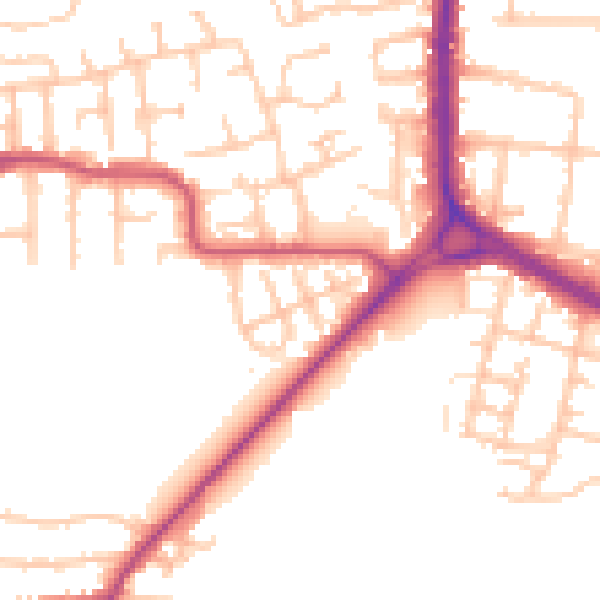 Daytime road noise heatmap for RM10 9TS